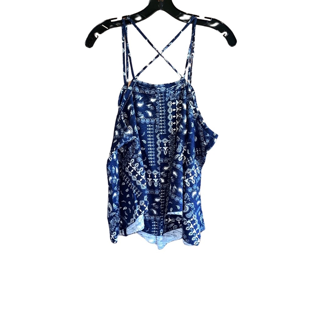 We The Free- Blue Print Tank-Medium. NWT